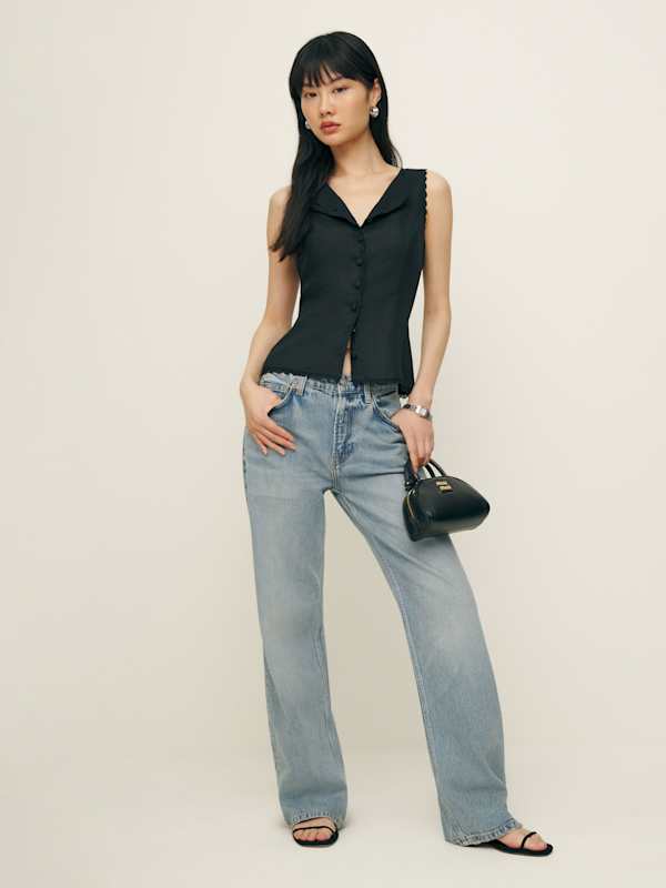 Amela Linen Top - Black