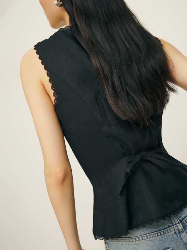 Amela Linen Top - Black