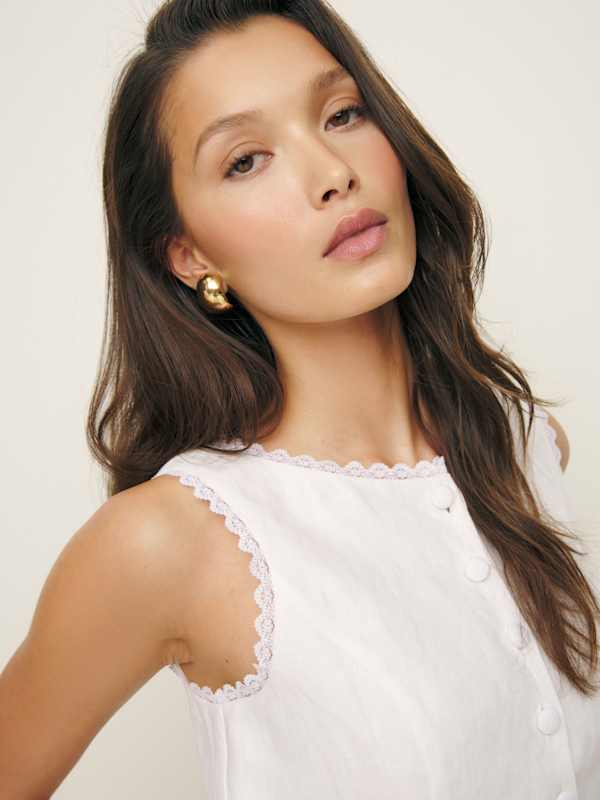 Amela Linen Top - White