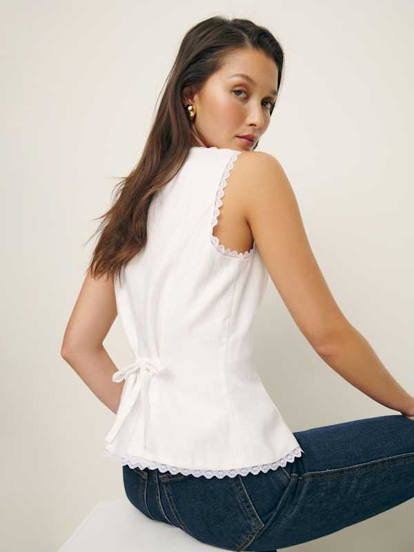 Amela Linen Top - White