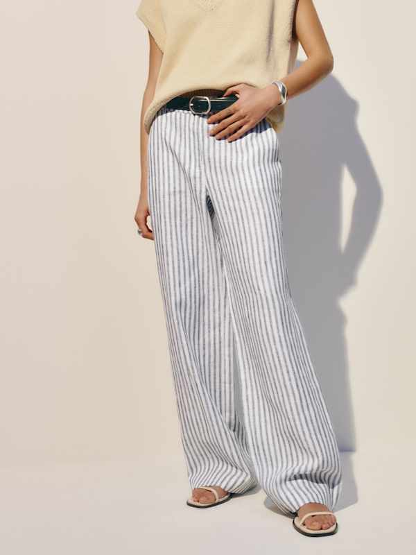 Carter Linen Mid Rise Pant - Antibes Stripe