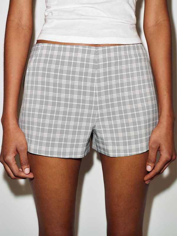 June Low Rise Short - Marine Plaid