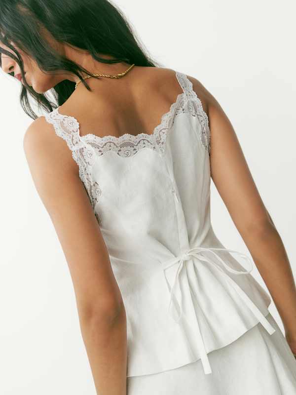 Josefina Linen Top - White