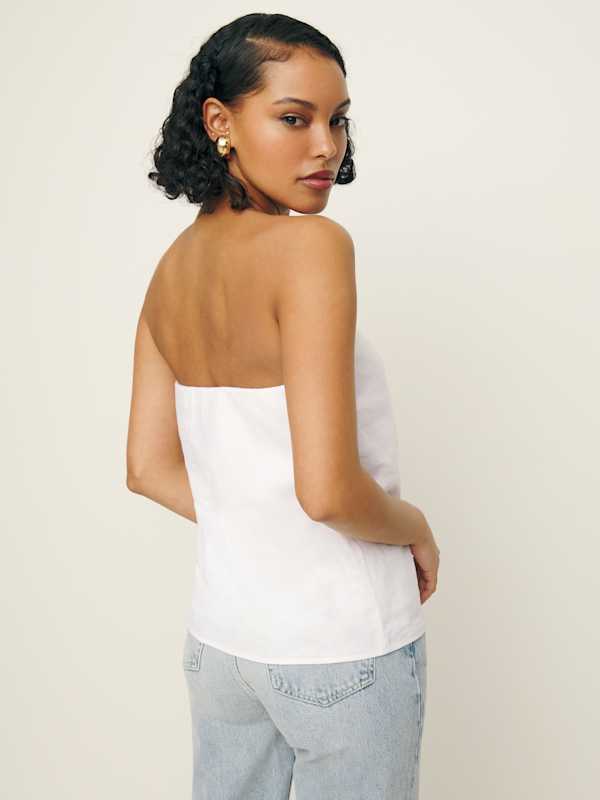Mollie Linen Top - White