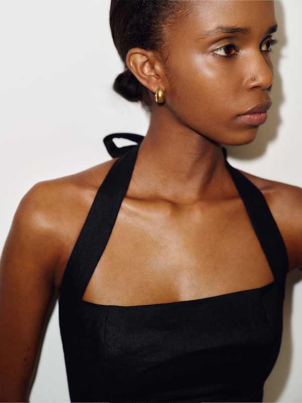 Malika Linen Top - Black