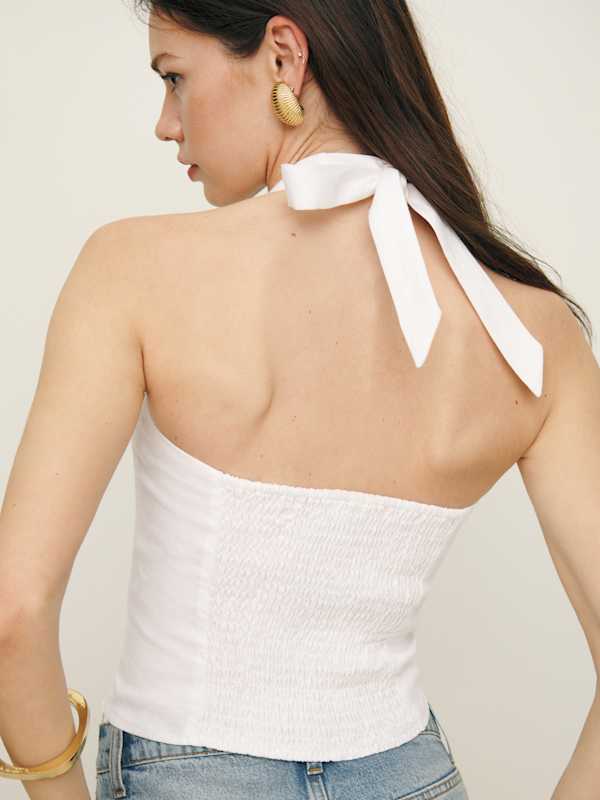 Malika Linen Top - White