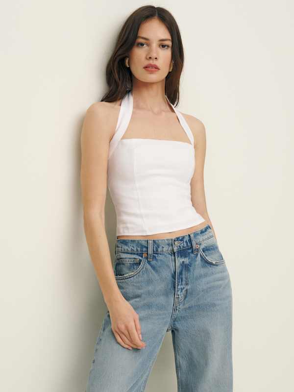 Malika Linen Top - White