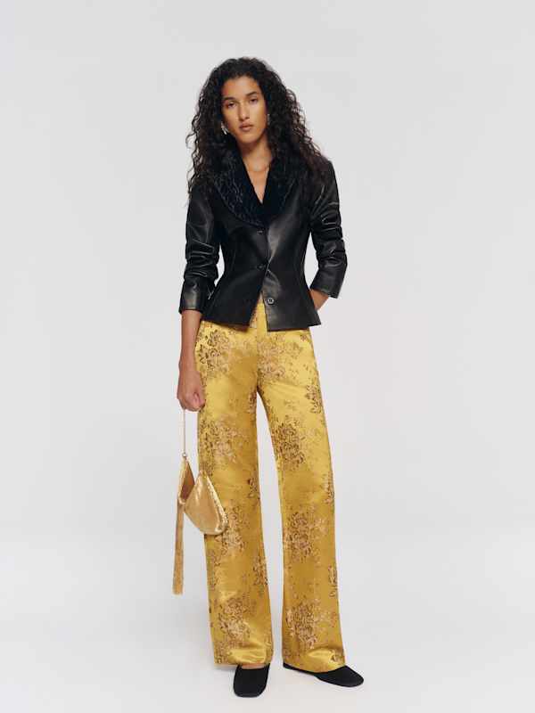 Vida Low Rise Pant - Chartreuse Brocade