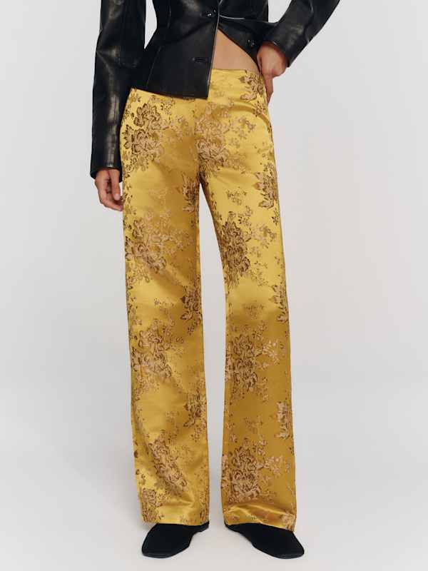 Vida Low Rise Pant - Chartreuse Brocade