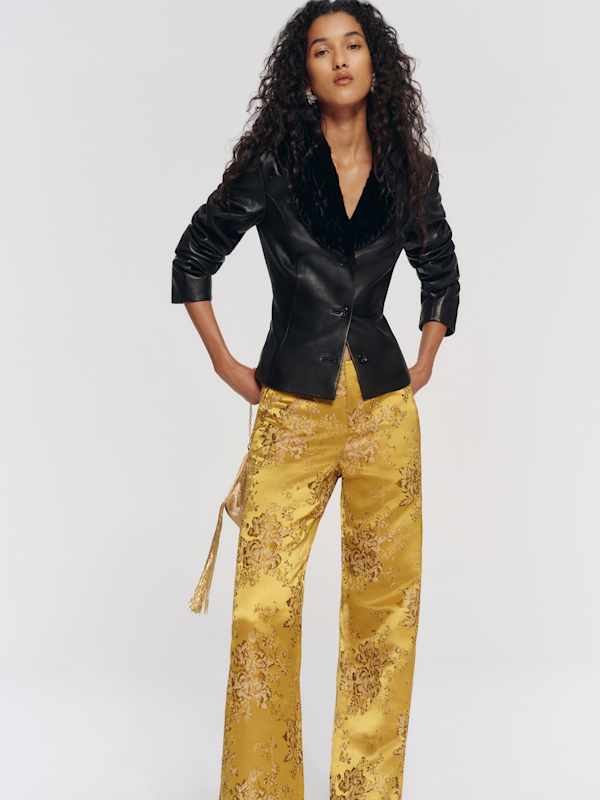 Vida Low Rise Pant - Chartreuse Brocade