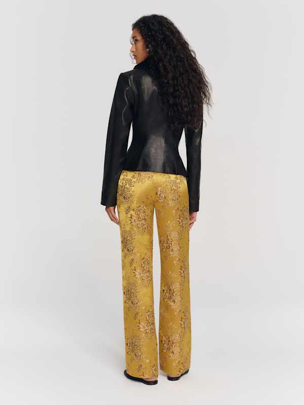 Vida Low Rise Pant - Chartreuse Brocade