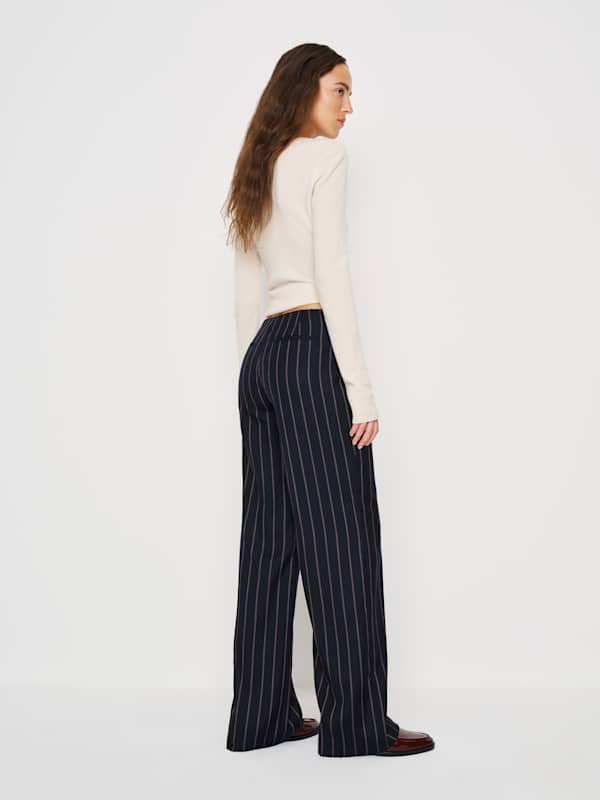 Vida Low Rise Pant - Navy Red Stripe