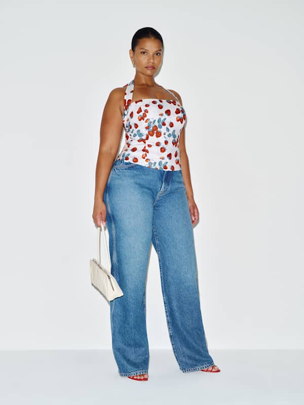 Malika Linen Top Es - Strawberry Jam