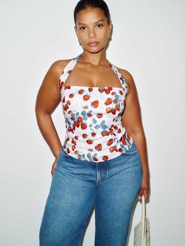 Malika Linen Top Es - Strawberry Jam