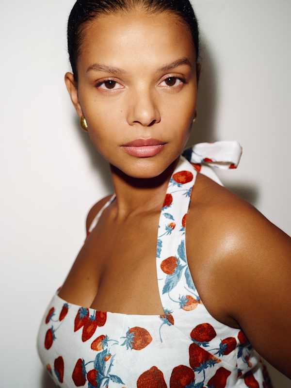 Malika Linen Top Es - Strawberry Jam