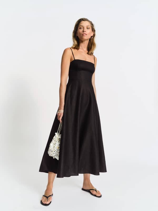 Monette Linen Dress - Black