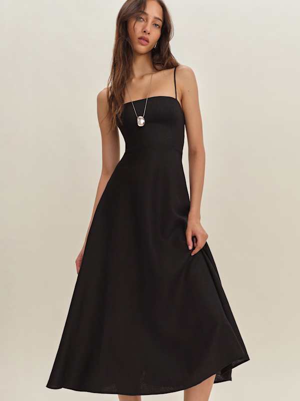 Monette Linen Dress - Black