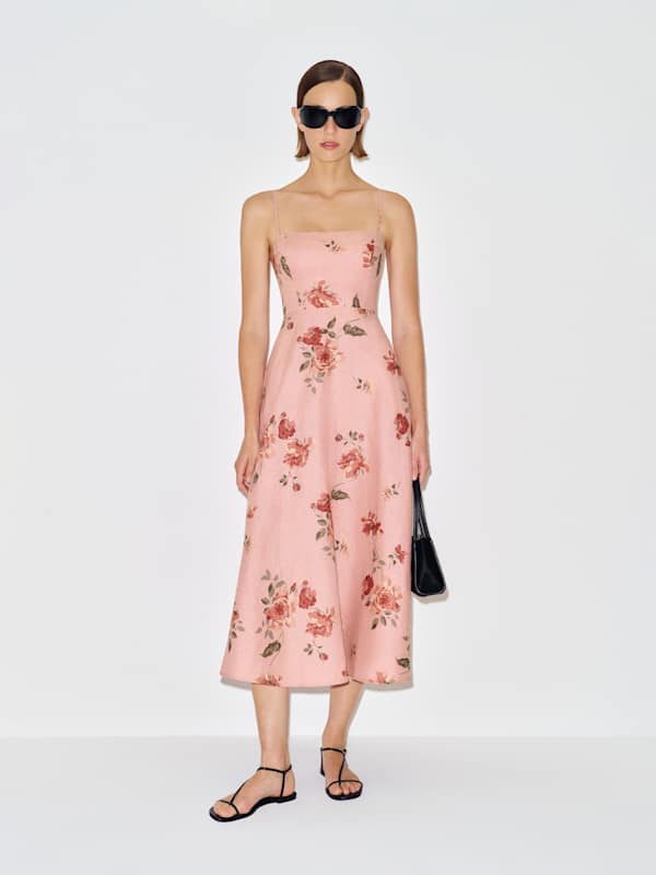 Monette Linen Dress - Rose Serenade