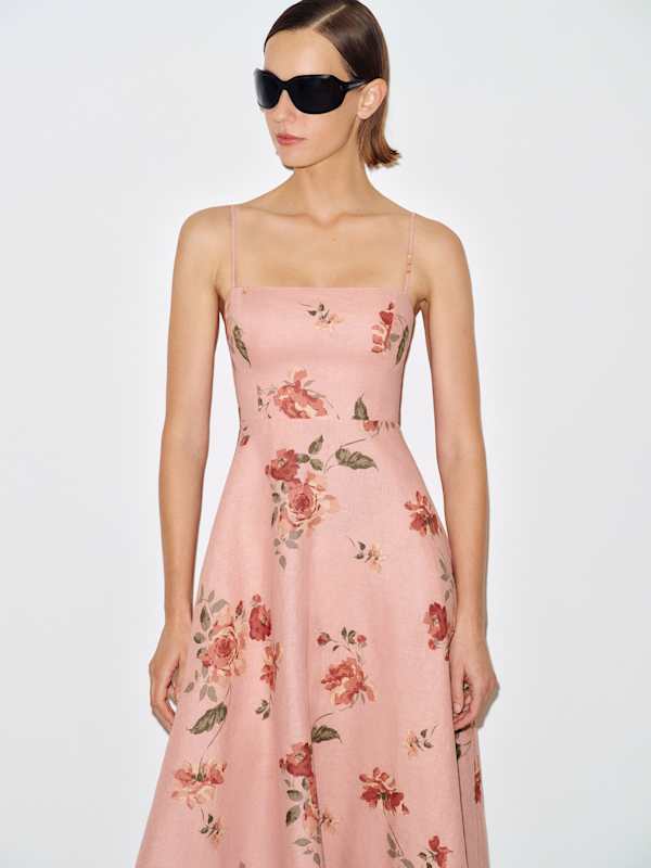 Monette Linen Dress - Rose Serenade