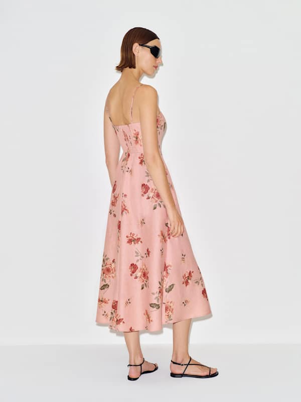 Monette Linen Dress - Rose Serenade
