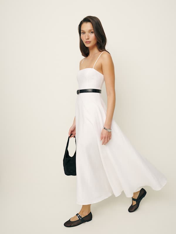 Monette Linen Dress - White