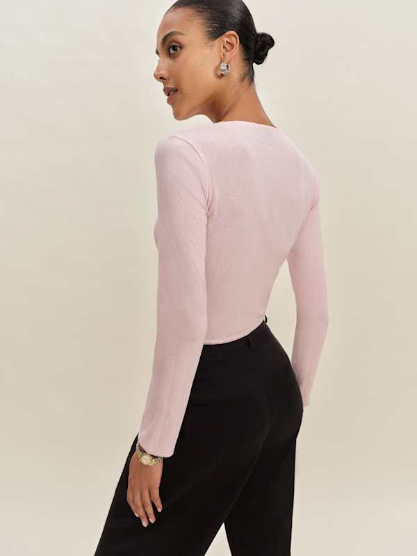 Ari Pointelle Knit Cardigan - Cherry Blossom