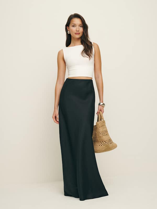Bella Linen Skirt - Black