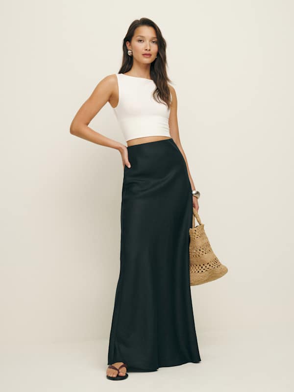 Bella Linen Skirt - Black