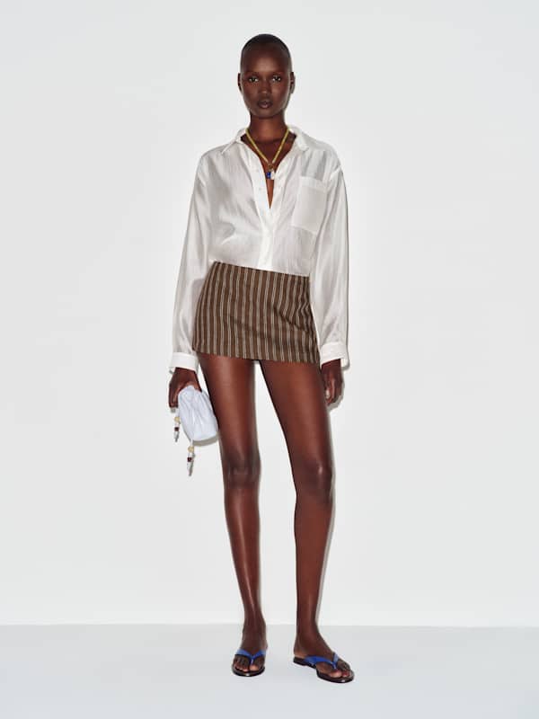 Mia Low Waist Linen Skort - Boardwalk Stripe