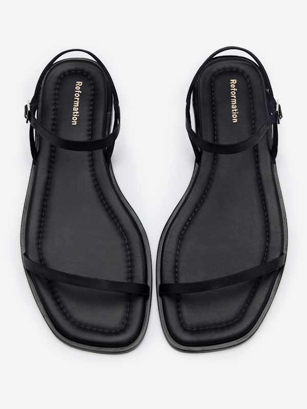 Lake Flat Sandal - Black Leather