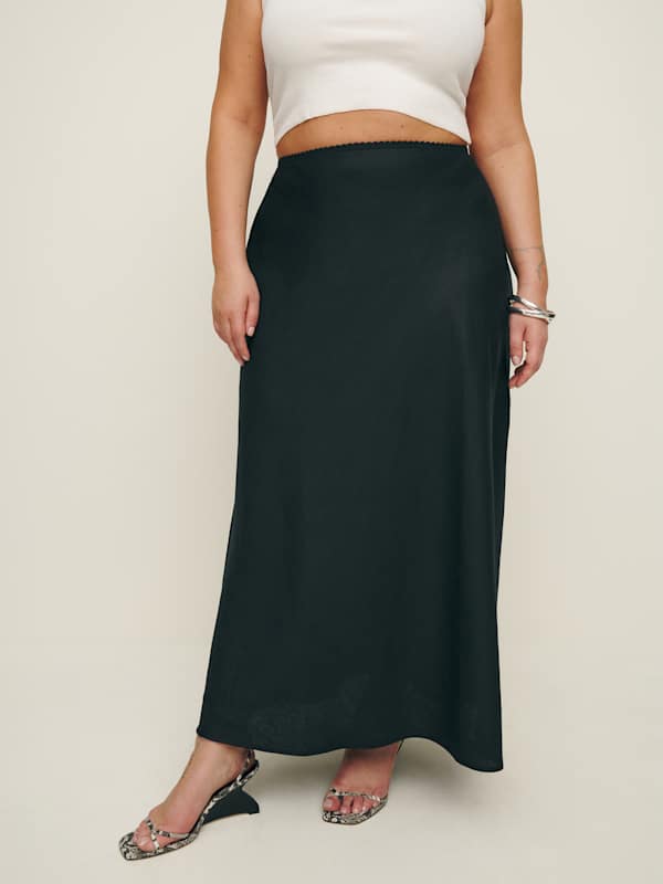 Layla Linen Skirt Es - Black