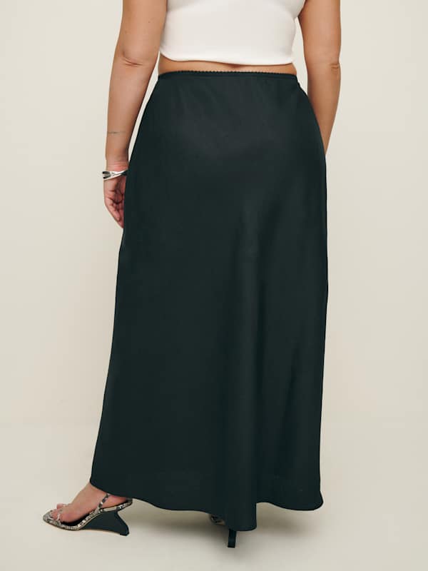 Layla Linen Skirt Es - Black