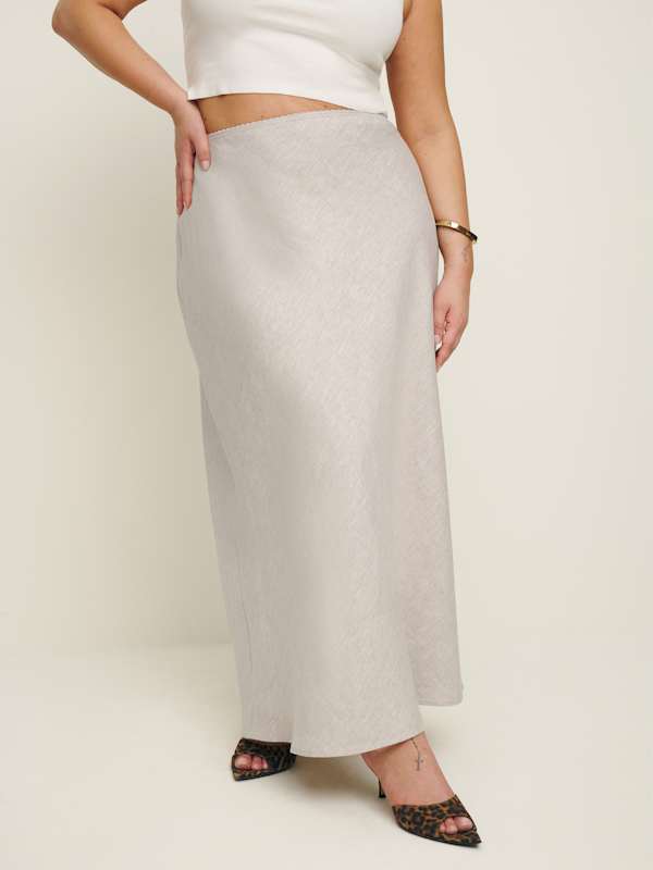 Layla Linen Skirt Es - Oatmeal
