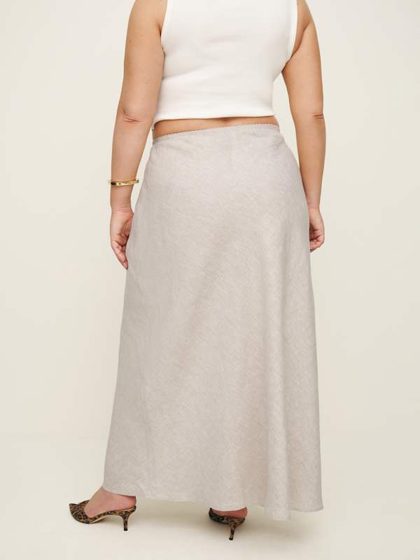 Layla Linen Skirt Es - Oatmeal