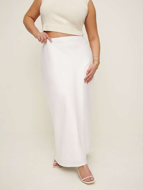 Layla Linen Skirt Es - White