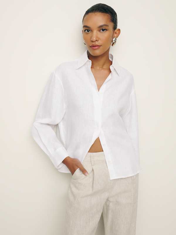 Andy Oversized Linen Shirt - White