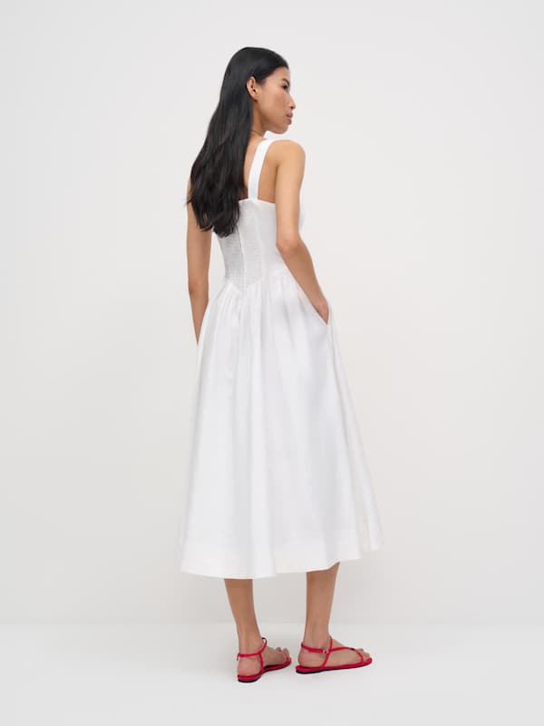 Petites Balia Linen Dress - White