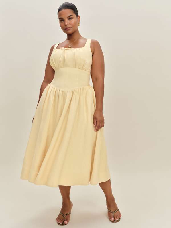 Balia Linen Dress Es - Parmesan