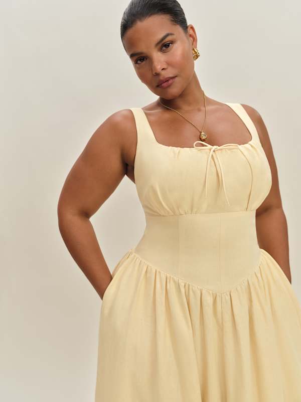 Balia Linen Dress Es - Parmesan