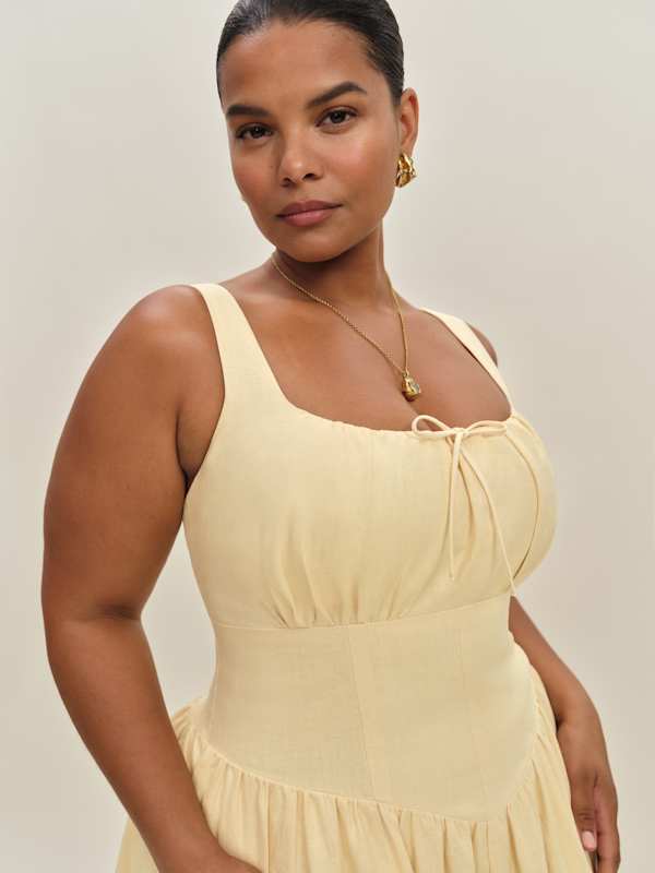 Balia Linen Dress Es - Parmesan