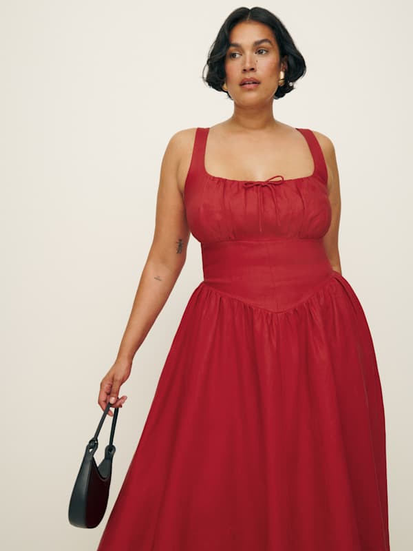 Balia Linen Dress Es - Sundried Tomato