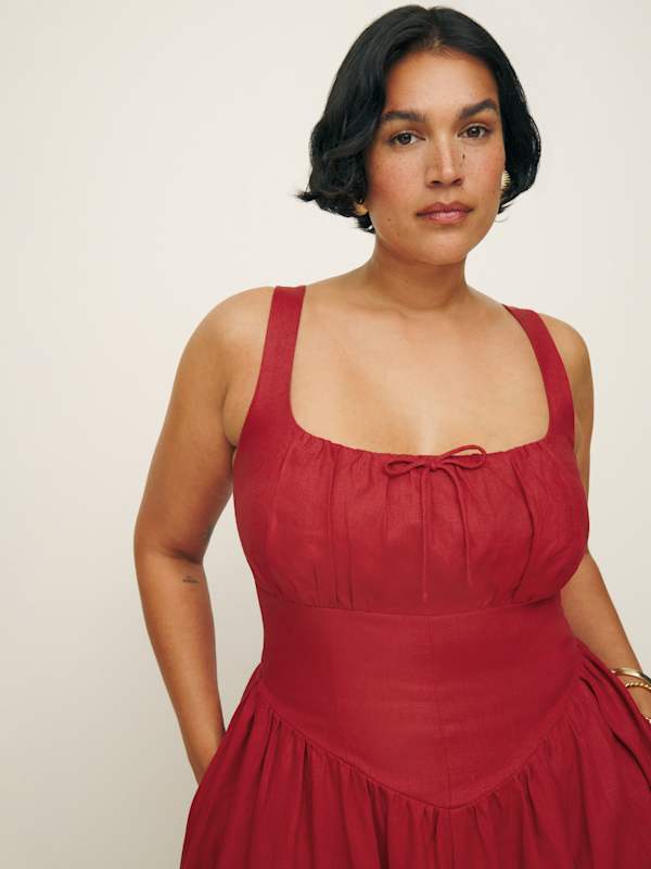 Balia Linen Dress Es - Sundried Tomato