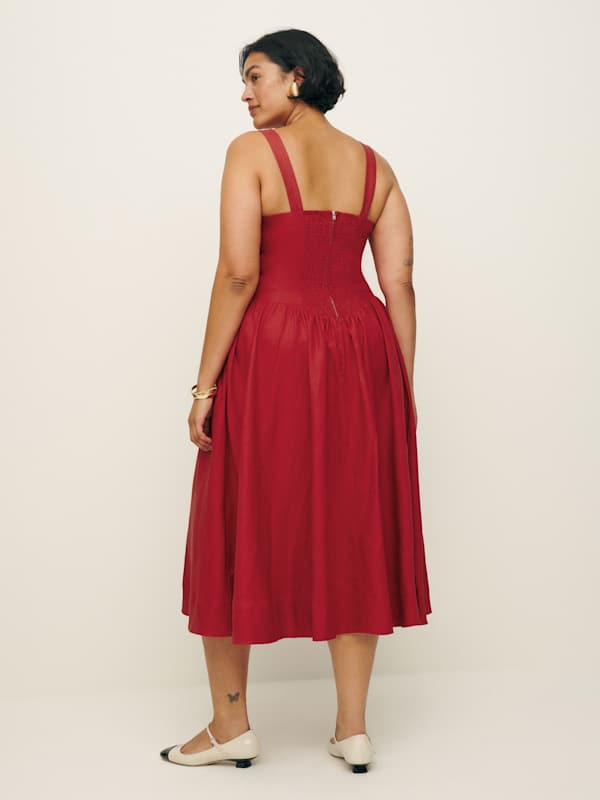 Balia Linen Dress Es - Sundried Tomato