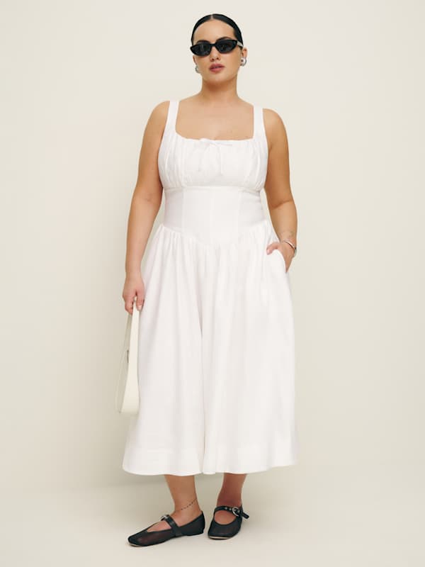 Balia Linen Dress Es - White