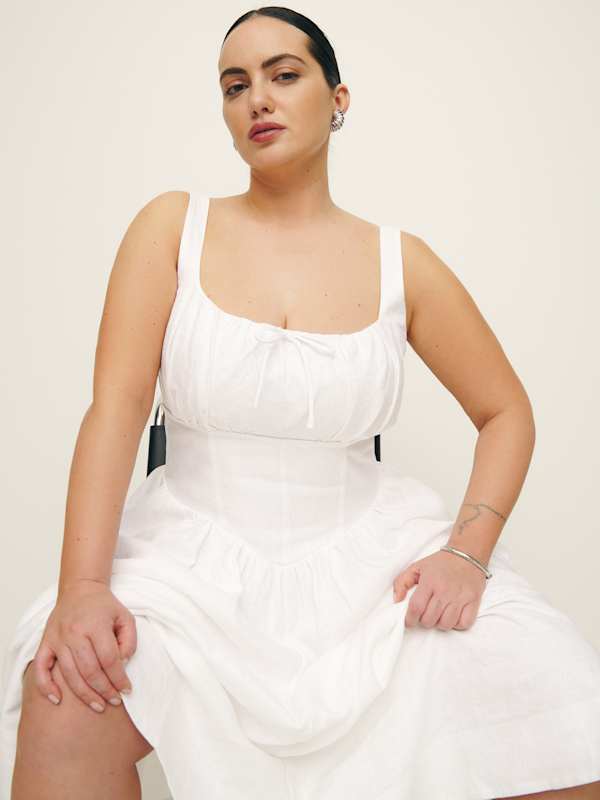 Balia Linen Dress Es - White