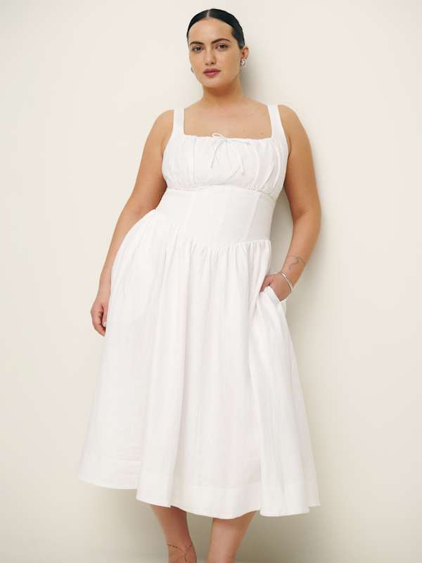 Balia Linen Dress Es - White