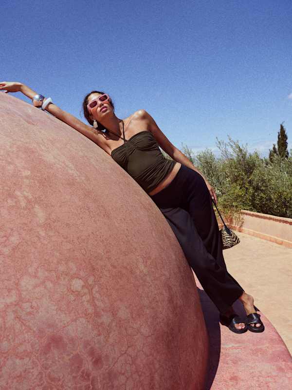 Vida Linen Low Rise Pant - Black