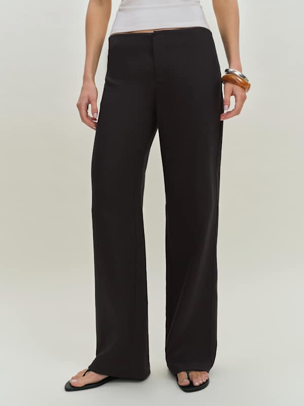 Vida Linen Low Rise Pant - Black