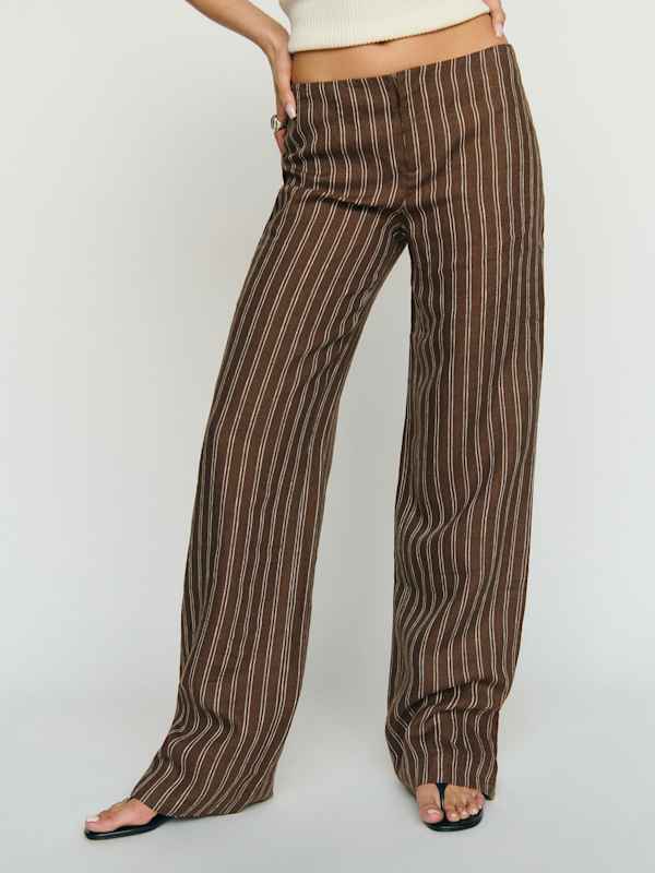 Vida Linen Low Rise Pant - Boardwalk Stripe