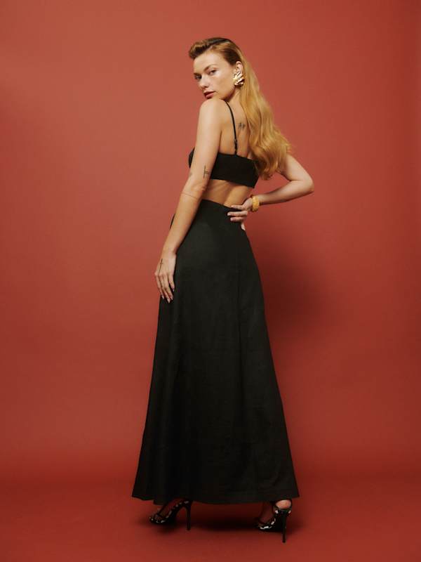 Andi Linen Maxi Skirt - Black